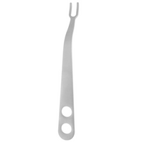 PCL Retractor 10 1/2" curved, 19mm blade, 11mm 2 prong, 2 holes